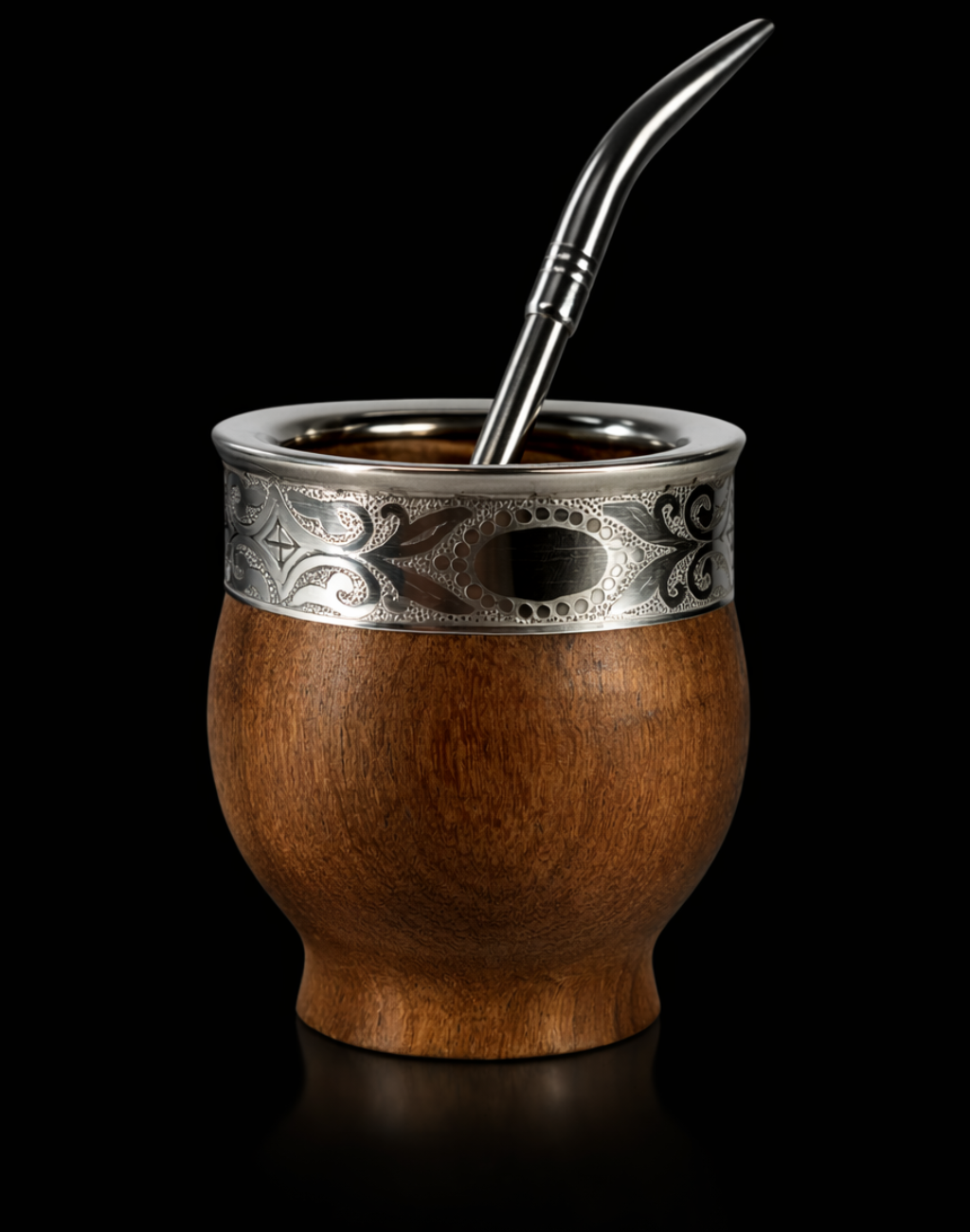 Mate Imperial Algarrobo Acero + Bombilla Pico De Loro