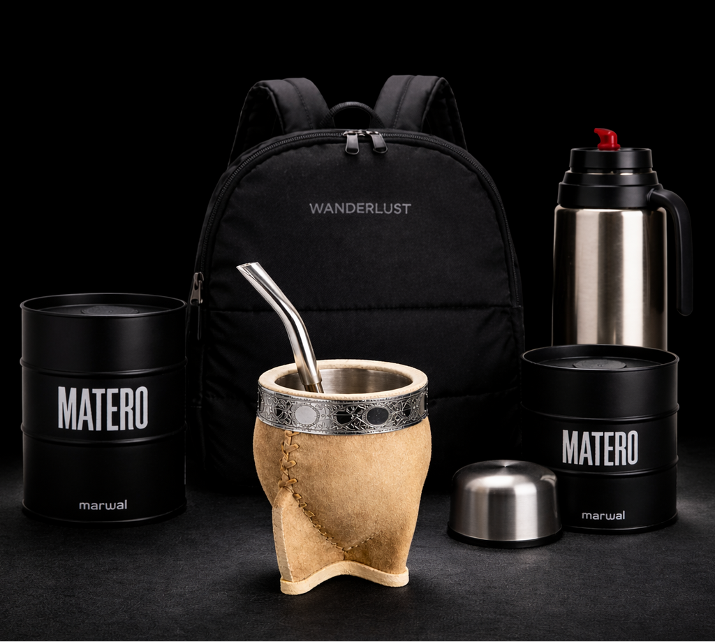 Set Matero Mochila Matera + Imperial Crudo + Yerberas