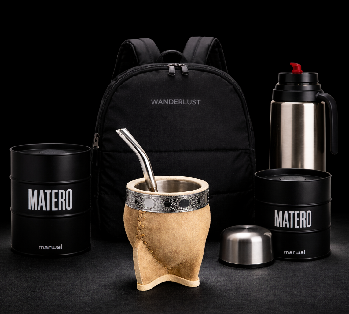 Set Matero Mochila Matera + Imperial Crudo + Yerberas