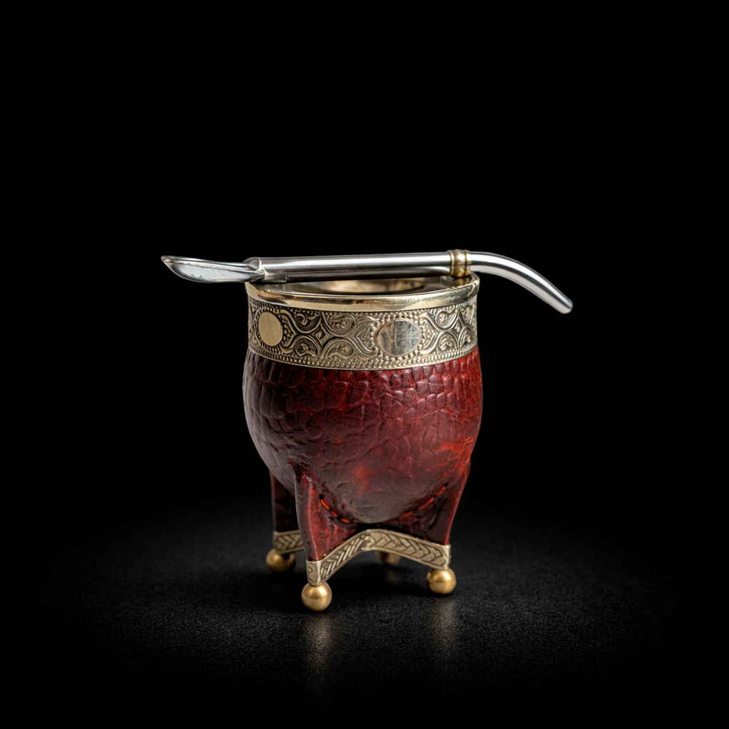 Mate Imperial Cuero Croco + Bombilla Pico Loro
